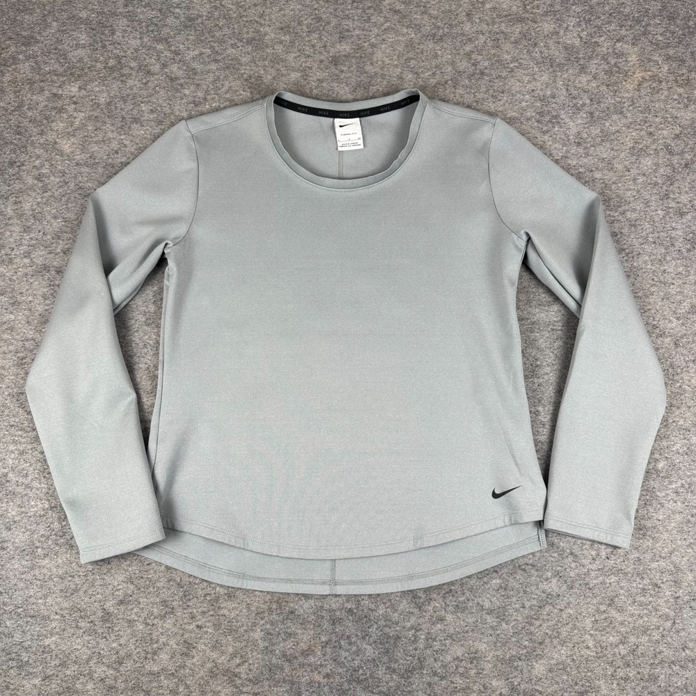 Nike Therma Fit One Long Sleeve Sweatshirt Fleece Gray Womens Small S